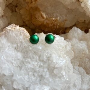 Cute Green Ball Post Earrings